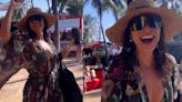 Juliana Paes curte parque aquático com os filhos e dança de biquíni ao som de Katy Perry