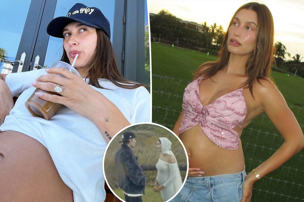 Pregnant Hailey Bieber puts growing belly on display in new pics, gushes over ‘past few weeks’