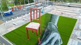 Near UN in Geneva, giant fresco advocates for world without weapons
