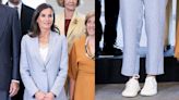 Queen Letizia Gives Power Suit a Sporty Twist With White Sneakers at the Gallery of The Royal Collections in Spain