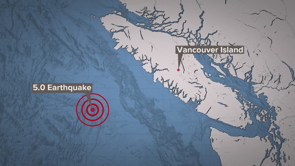 Magnitude 5 earthquake recorded off the coast of Vancouver Island