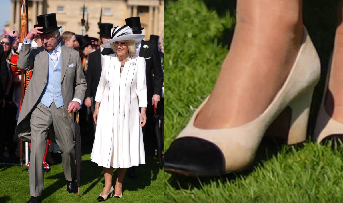 Queen Camila Wears Vintage Chanel Shoes For First Garden Party of 2024 with King Charles