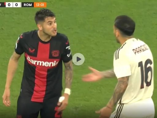 El duro cruce entre Leandro Paredes y Exequiel Palacios en el choque por la Europa League entre Roma y Bayern Leverkusen