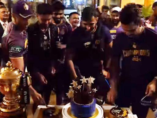 You Can't Ignore The Tiered Cake Of IPL 2024 Winners Kolkata Knight Riders Grand Party