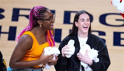 Caitlin Clark revs up Pacers fans with pregame playoff appearance in IndyCar replica