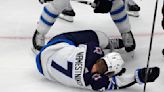 Jets forward Namestnikov is taken to the hospital after a puck hit him in the face