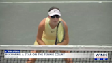 Young SWFL tennis player competing with professionals