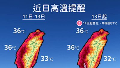 週五午後雷雨規模稍減 台東恐有焚風高溫上看38度