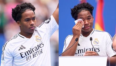 Endrick in tears! Real Madrid's latest Galactico gets emotional as he's presented at the Bernabeu after €60m Palmeiras transfer | Goal.com Ghana