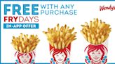 Best FRYday Yet: Wendy's Drops Free Any Size Hot & Crispy Fries With Any Purchase App Offer EVERY Friday Beginning...