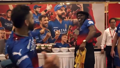 Video: Chris Gayle Visits RCB's Dressing Room, Recreates His Old Celebration With Virat Kohli