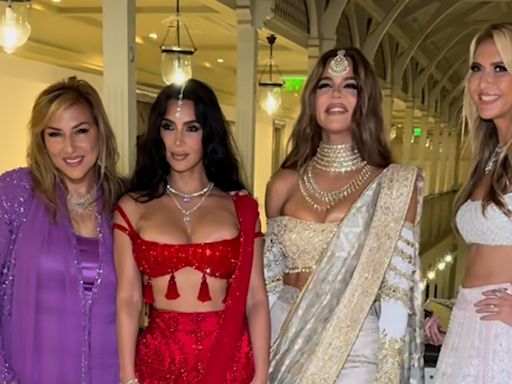 Kim Kardashian Embraces Traditional Dressing in Embellished Red Tassle Bra for Anant Ambani and Radhika Merchant’s Wedding in India