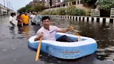 BJP Councillor takes 'boat ride' in waterlogged Patparganj, slams AAP govt - The Shillong Times