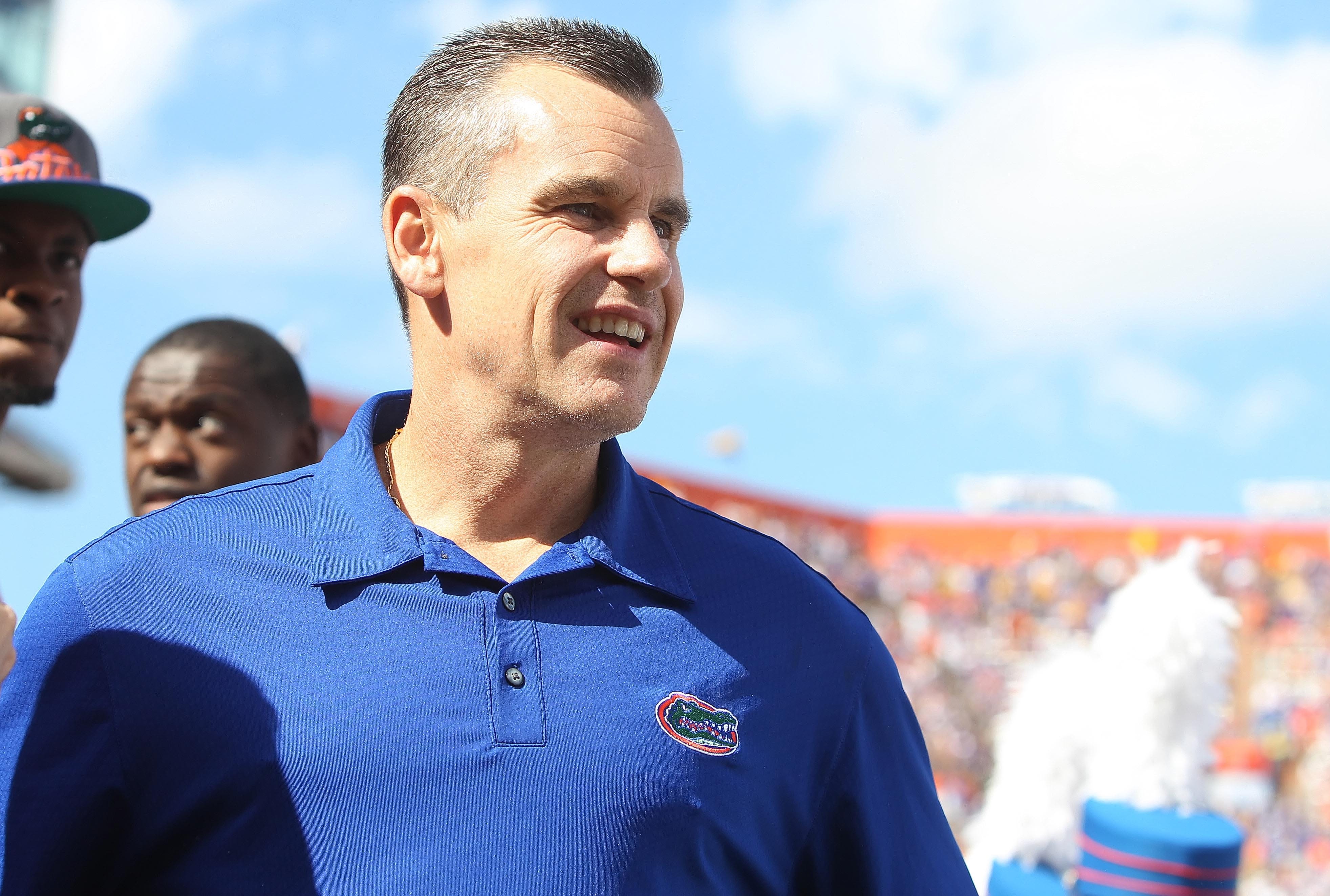 Billy Donovan stops by Florida football fall training camp