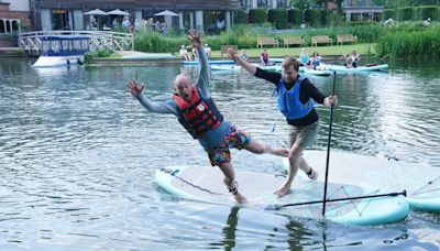 Ed Davey falls off paddleboard again as Lib Dems continue campaign trail