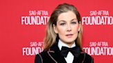 Rosamund Pike puts a festive spin on the classic tuxedo