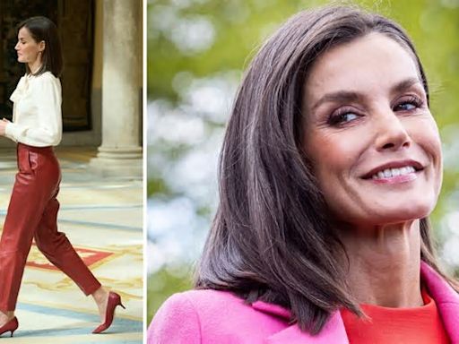 La reina Letizia y su cambio de look, de los pantalones de cuero a los zapatos de suela track