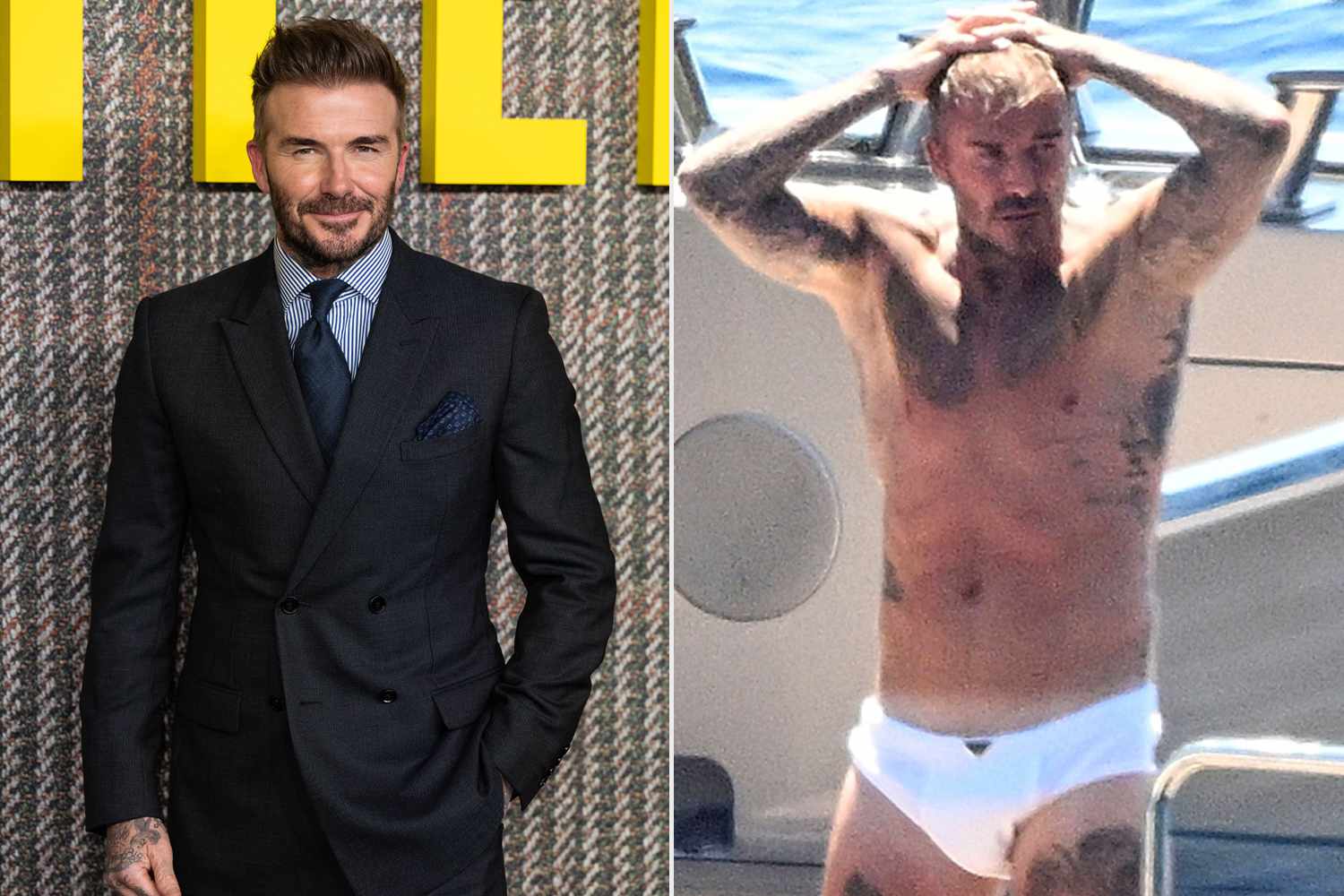 David Beckham Showers Off on a Yacht in Tiny White Bathing Suit