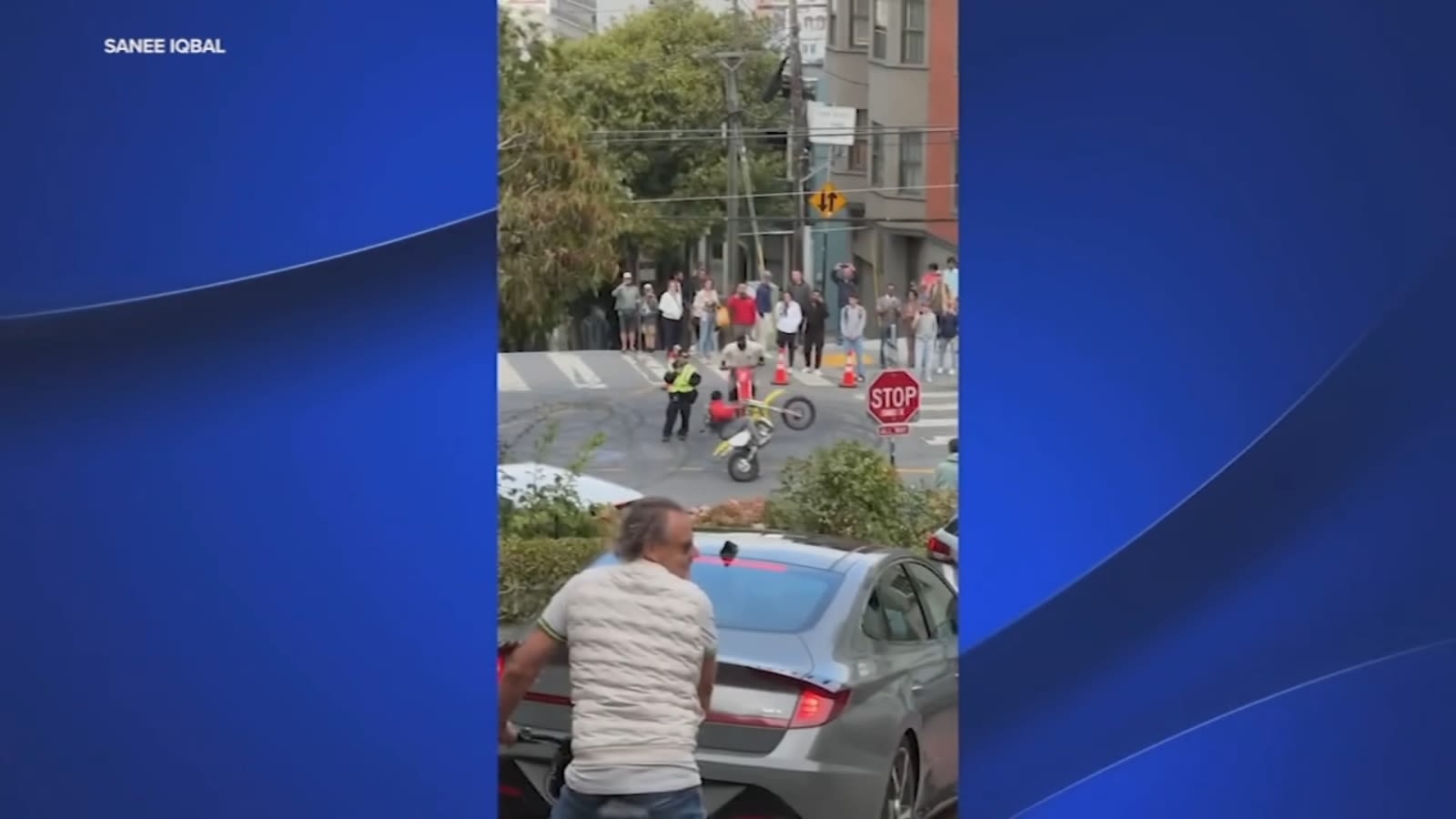 VIDEO: Motorcyclists do donuts, wheelies around officer at SF tourist site