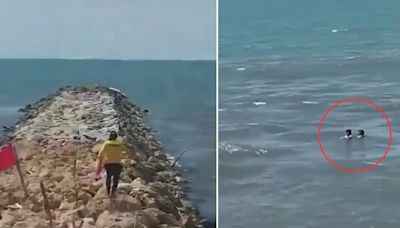 Salvavidas se convirtió en un héroe al rescatar a un niño de la corriente en una playa de Puerto Colombia