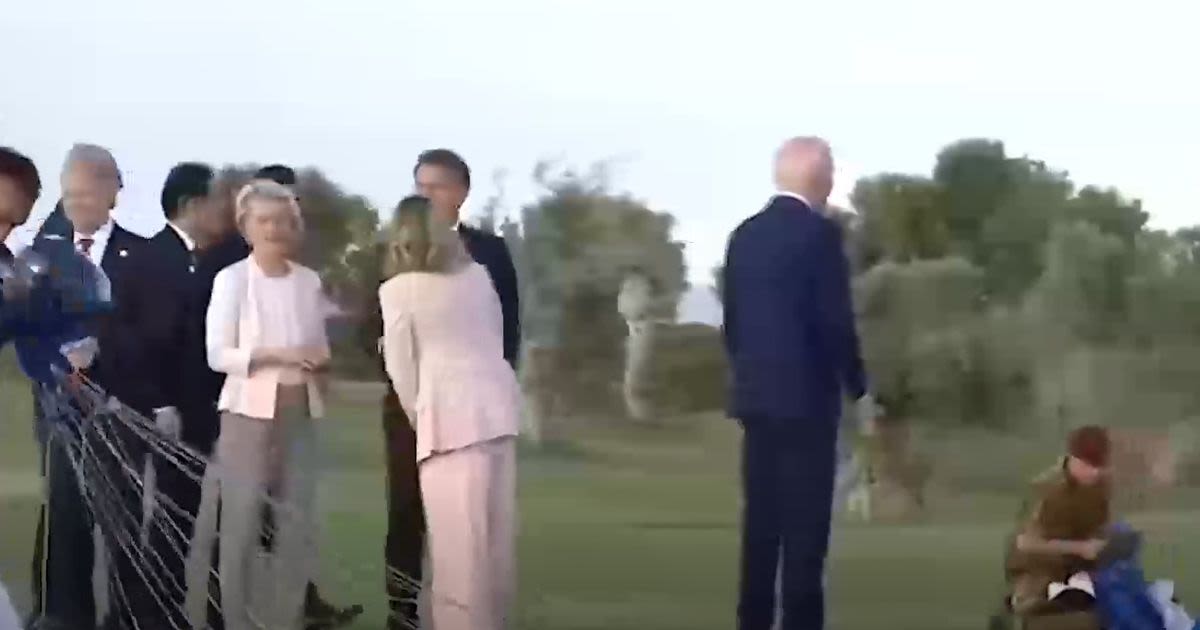 Concerning footage shows distracted Joe Biden wandering off at G7 summit