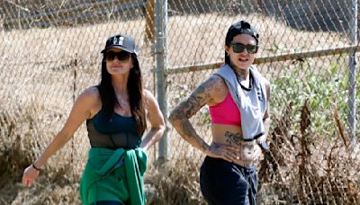 Kyle Richards and her lesbian friend Morgan Wade go for a hike in L.A.