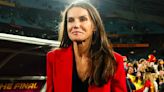 Queen Letizia Wows in a Scarlet Hugo Boss Power Suit as Spain Clinches World Cup Victory