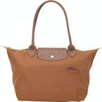 LONGCHAMP Le Pliage Green 奔馬刺繡長提把水餃包(M/白蘭地棕)