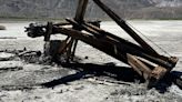 Death Valley historic salt tram tower damaged