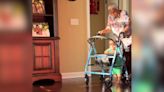 Baby Learns To Use Walker With Her Great-Grandmother In Adorable Clip