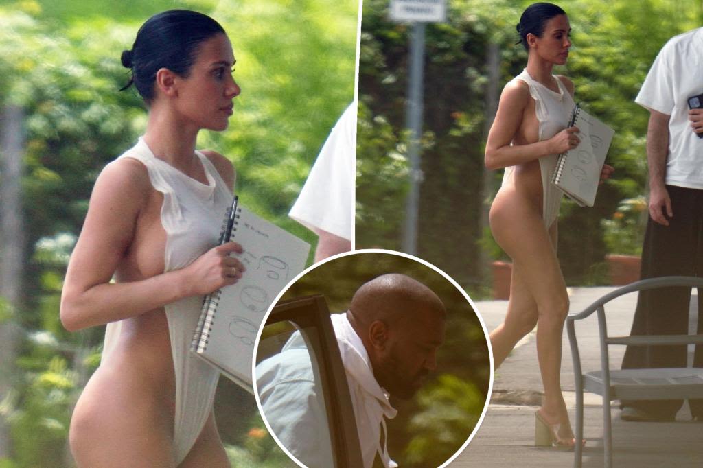 Bianca Censori lets it all hang out in open-sided swimsuit for Yeezy meeting with Kanye West