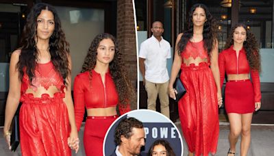 Matthew McConaughey’s wife Camila Alves and daughter Vida, 14, twin in red