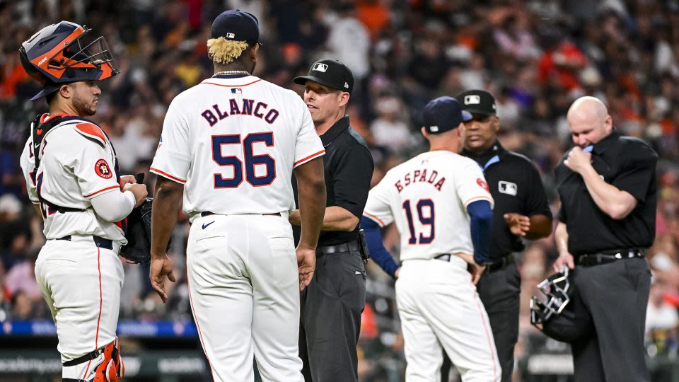 Houston Astros pitcher Ronel Blanco receives 10-game suspension after ‘sticky stuff’ found on gloves