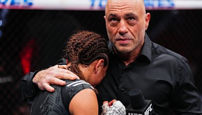 Bloody UFC legend breaks down in tears as she announces retirement to Joe Rogan