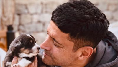 Farhan Akhtar Poses With Puppy In Ladakh, His Wife Shibani Dandekar Has The Cutest Reaction - News18