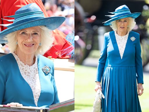 ...Dress for Royal Ascot Day Two, Pays Homage to Queen Elizabeth II With Turquoise Brooch