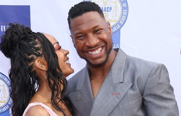 Jonathan Majors Returns to Red Carpet After Sentencing, Joins Girlfriend Meagan Good at NAACP Theatre Awards