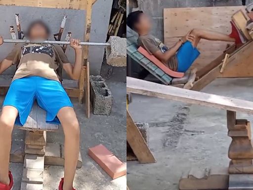 Ingenio puro mexicano: joven de Tamaulipas construye su propio gimnasio con madera