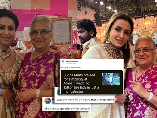 Simplicity Of Sudha Murthy At Ambani Wedding ‘In Just Mangalsutra’ Headline Picked Apart By Netizens
