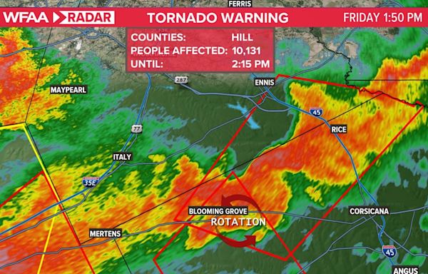 DFW Weather: Tornado Warning issued for Ellis, Henderson and Kaufman County until 3:15 p.m.