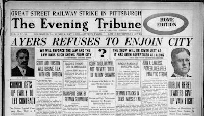 Historic front page from the Des Moines Register, May 1, 1916: Fight over KKK-focused film