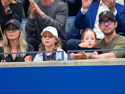 Emily Blunt and John Krasinski Make Rare Appearance with Daughters Hazel, 10, and Violet, 7, at US Open Women's Final