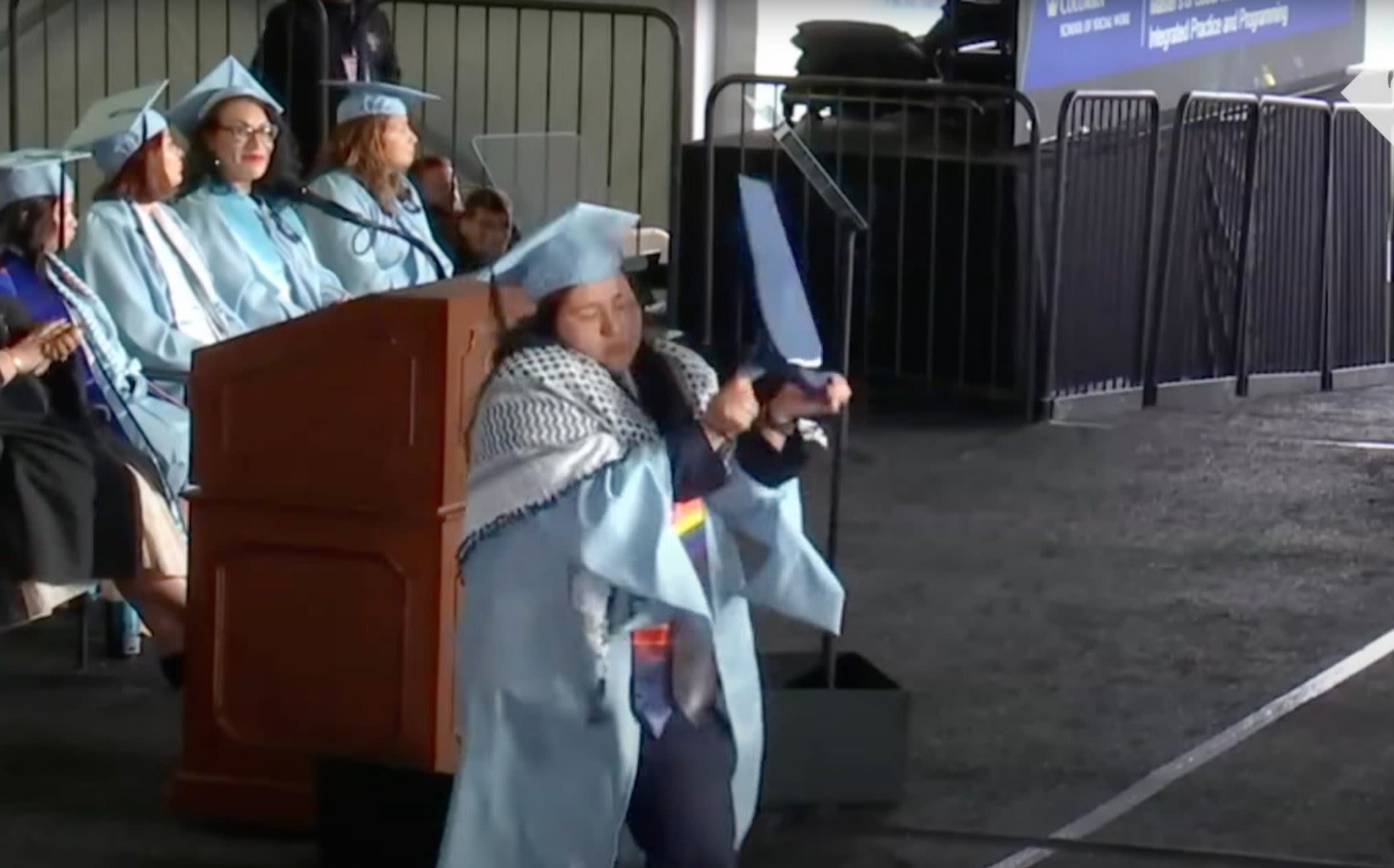 Columbia student rips up diploma in protest for Gaza