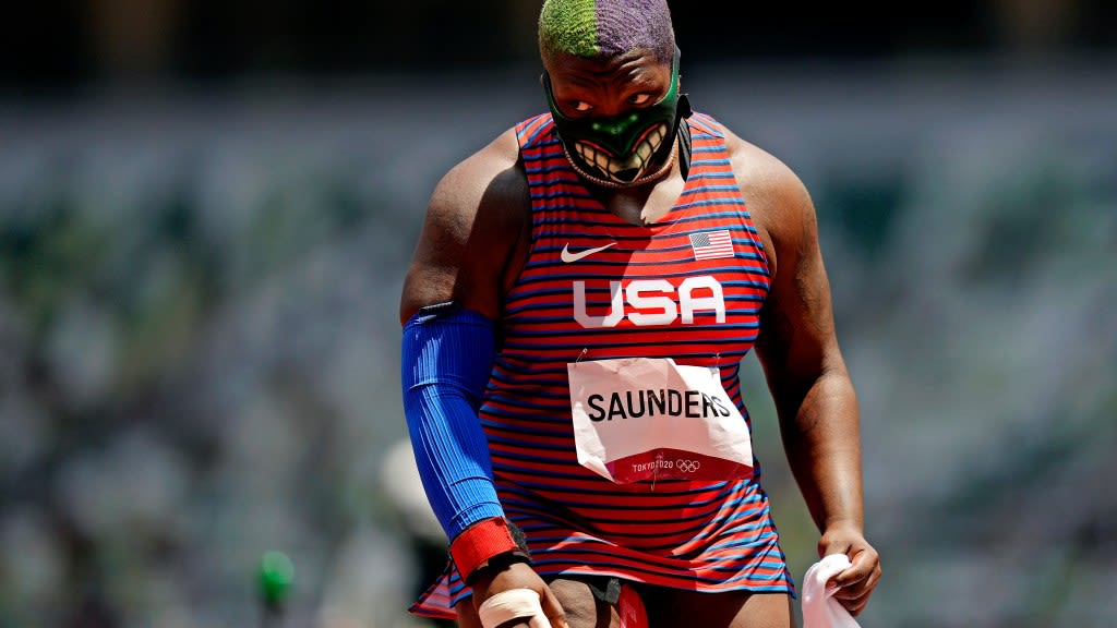 Why does Team USA shot-putter Raven Saunders ('The Hulk') wear a face mask? Here's the answer.