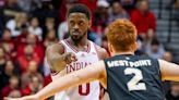 Indiana basketball starting guard Xavier Johnson injured against Harvard
