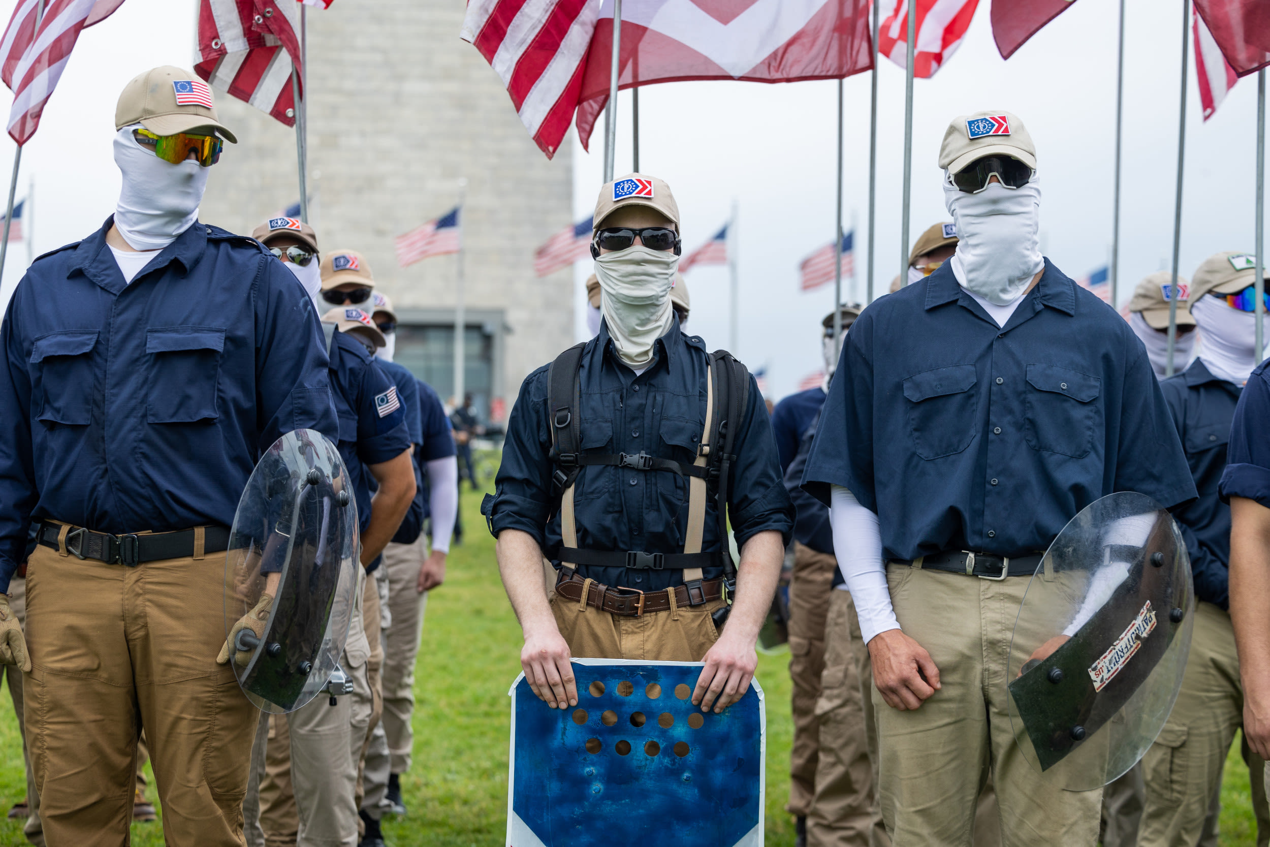 Videos: White supremacist Patriot Front group marches through city