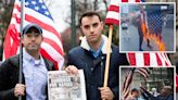 Columbia student kicked and told to ‘kill himself’ as his US flag is set on fire at NYC pro-Palestinian rally