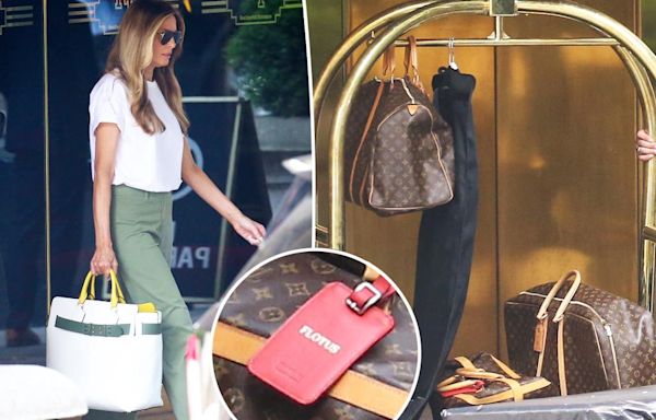 Melania Trump steps out with $4K Burberry bag, ‘FLOTUS’ luggage amid husband Donald’s battle against Kamala Harris