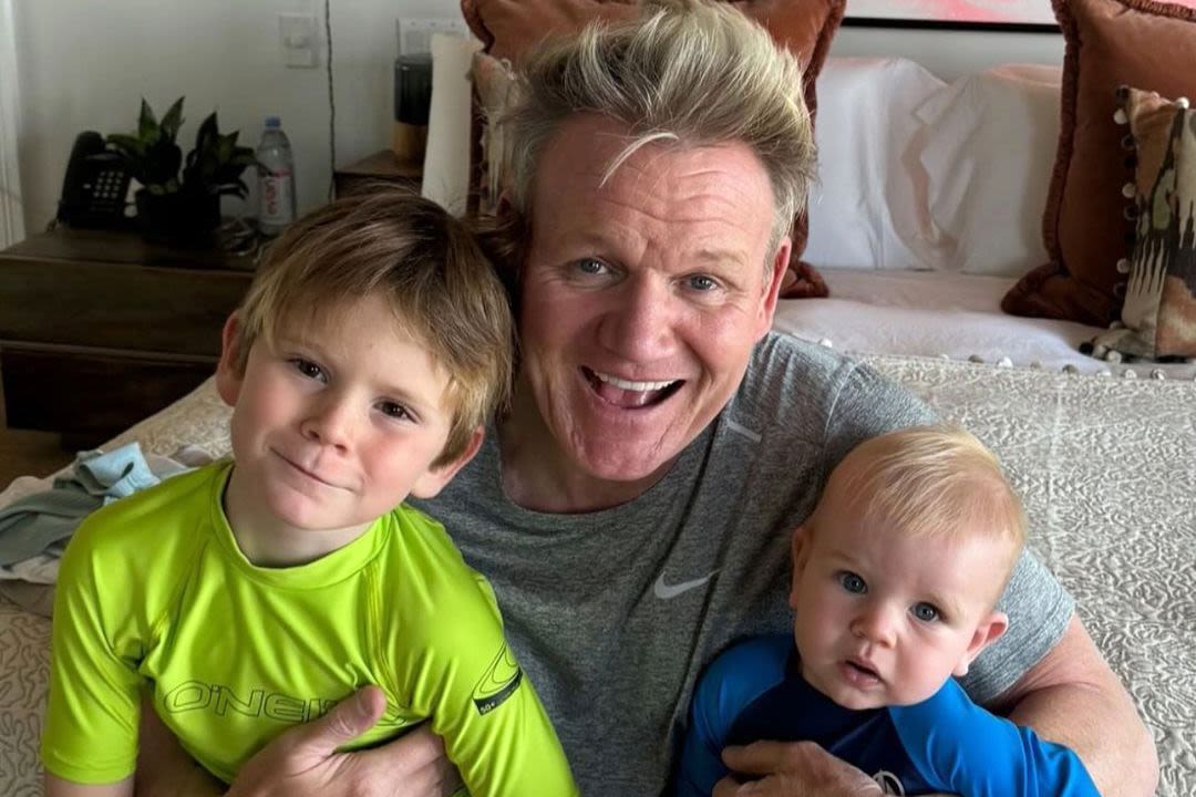 Gordon Ramsay Is ‘Ready for a Swim’ with Lookalike Sons Oscar, 5, and Jesse, 8 Months, in Adorable Photo