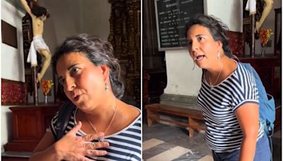 Mujer enfurece contra turista por llegar en short a iglesia en CDMX